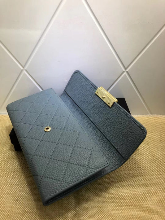 Women's Mid-length Fashion Rhombus Genuine Leather Simple Ladies Wallets