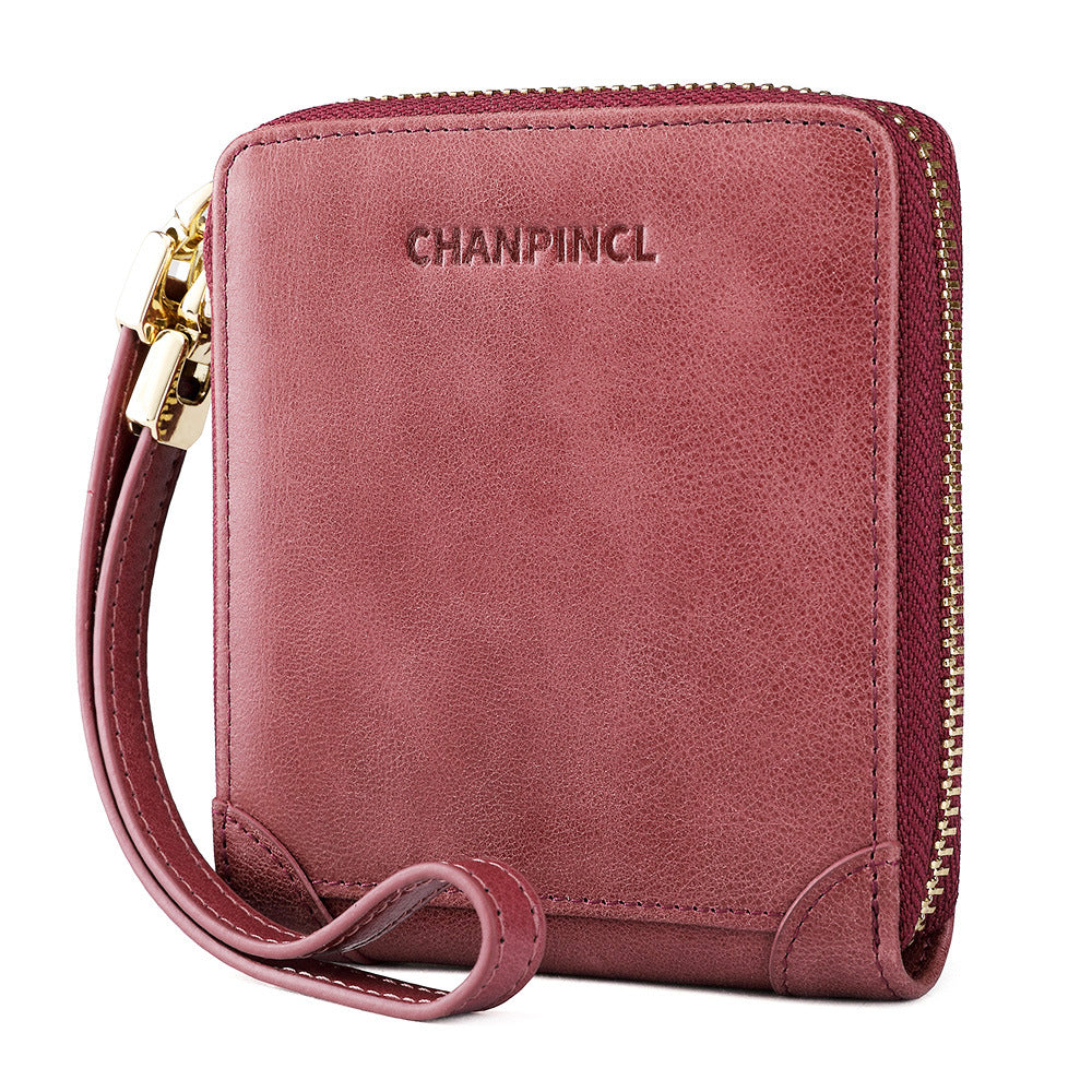Women's Boxed Short Wrist Strap Pocket Zipper Ladies Wallets