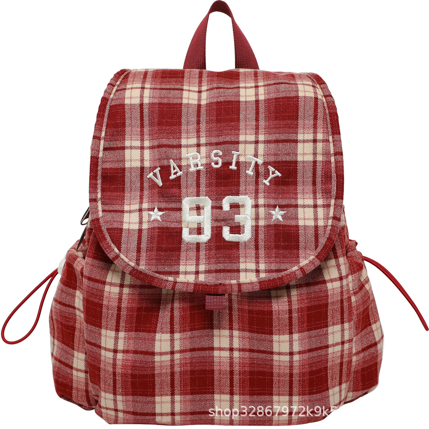Women's Niche Retro Plaid Woolen Canvas Backpacks
