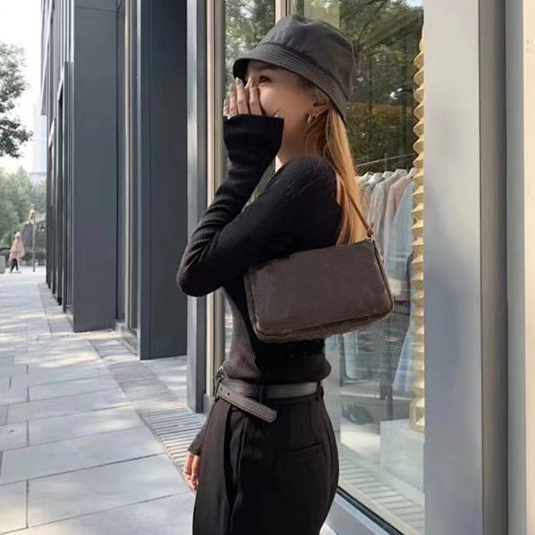 Women's Rivet Mahjong Underarm Envelope White Color Crossbody Bags