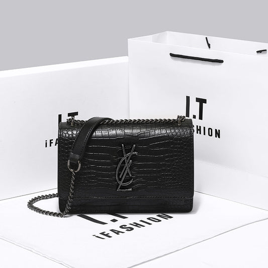 Women's Luxury Genuine Leather Crocodile Pattern Tassel Shoulder Bags