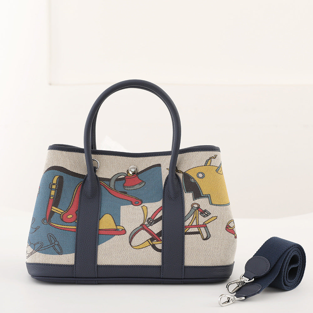 Women's Cowhide Home Classic Painted Genuine Leather Handbags
