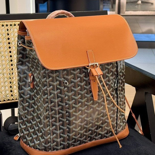 Men's Pattern Printed Cowhide Flip Dog Teeth Backpacks