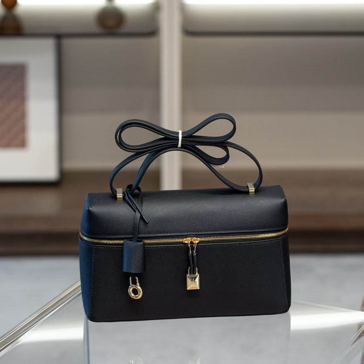 Lunch Box Vintage Genuine Leather Portable Crossbody Bags