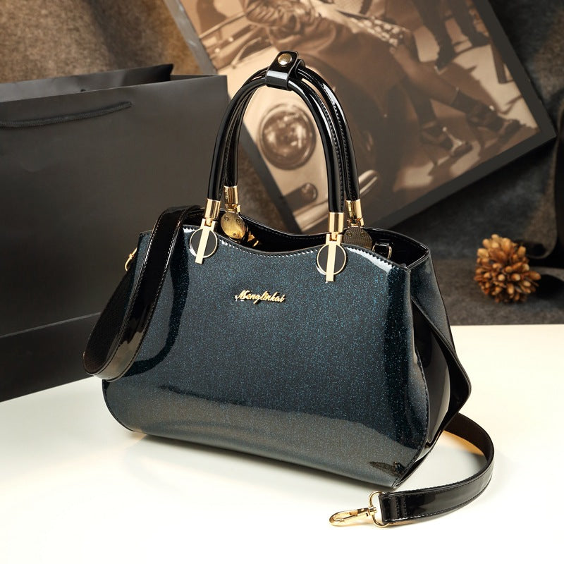 Women's Fashion Patent Leather Mother Elegant Genuine Handbags