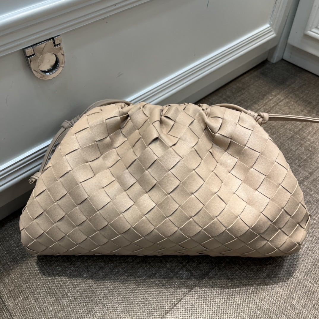 Women's Pleated Wind Woven Cloud Genuine Leather Magnetic Crossbody Bags