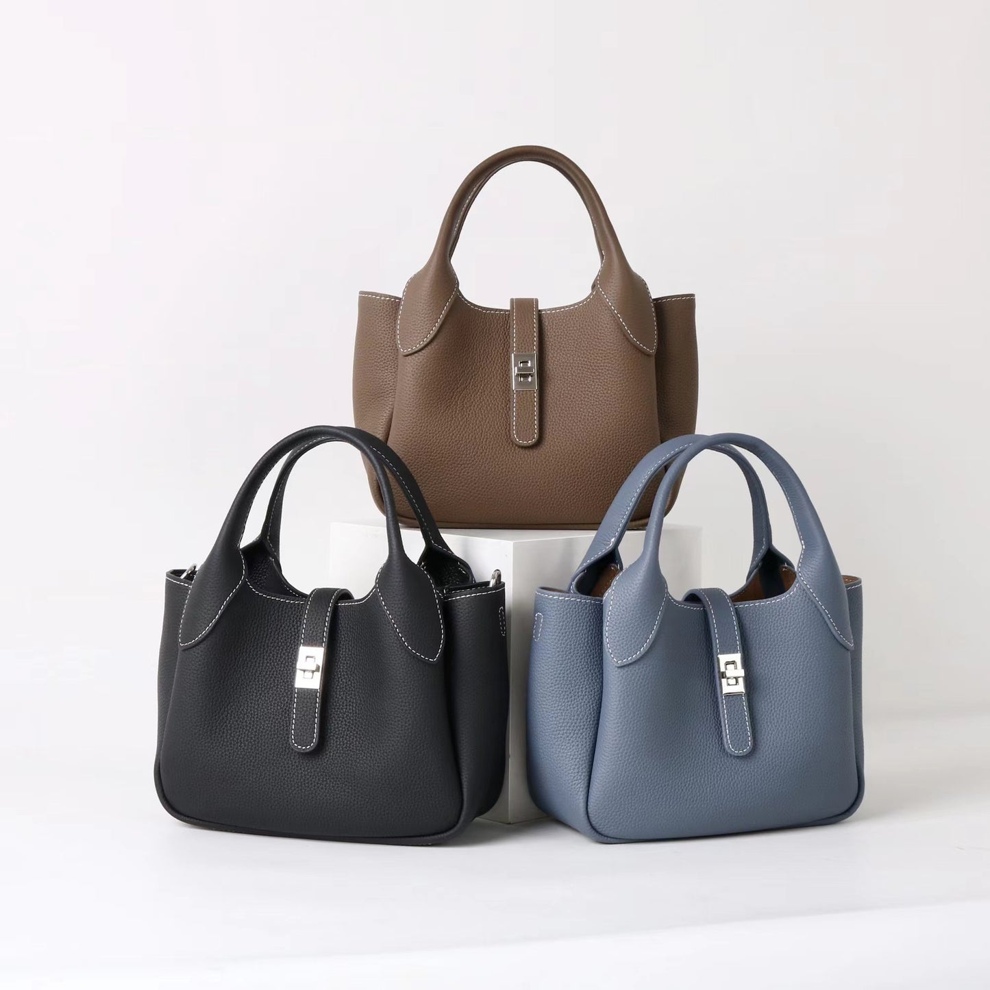 New Elegant Cowhide High-grade Vegetable Basket Crossbody Bags