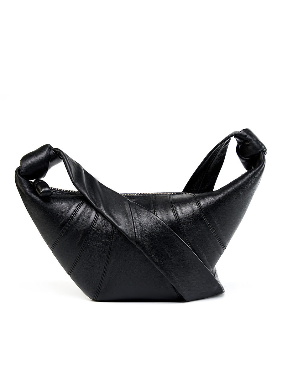 Women's First Layer Lambskin Croissant Lazy Dumpling Crossbody Bags