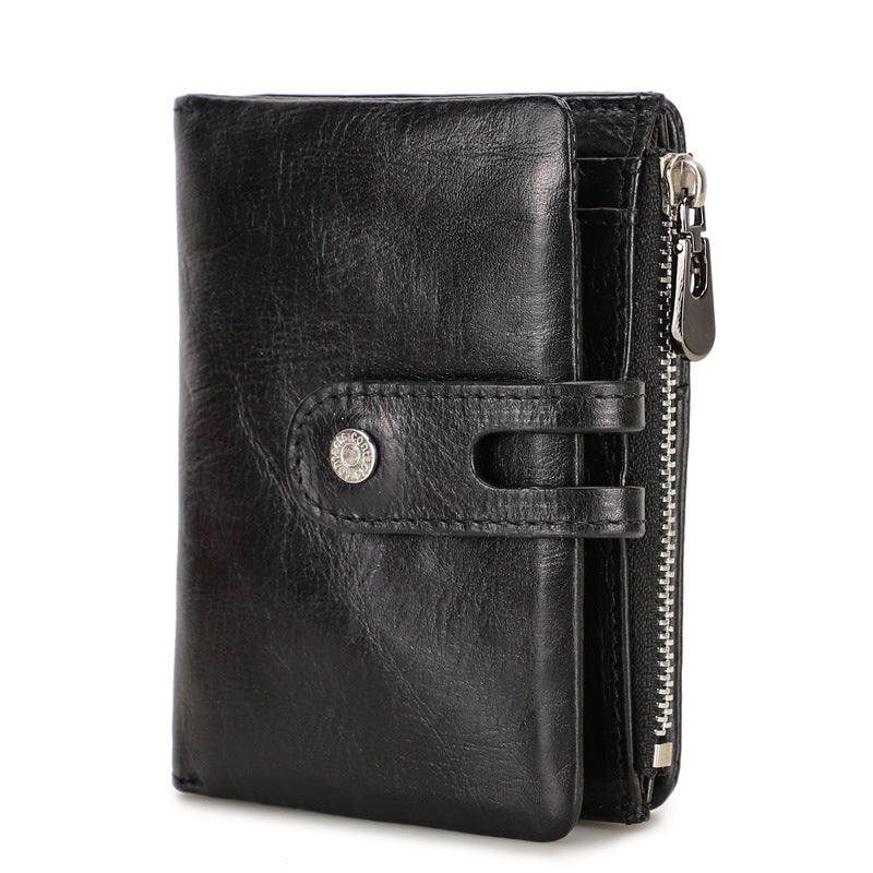 Men's Black Angel Tracker Cowhide Swiping Men's Wallets