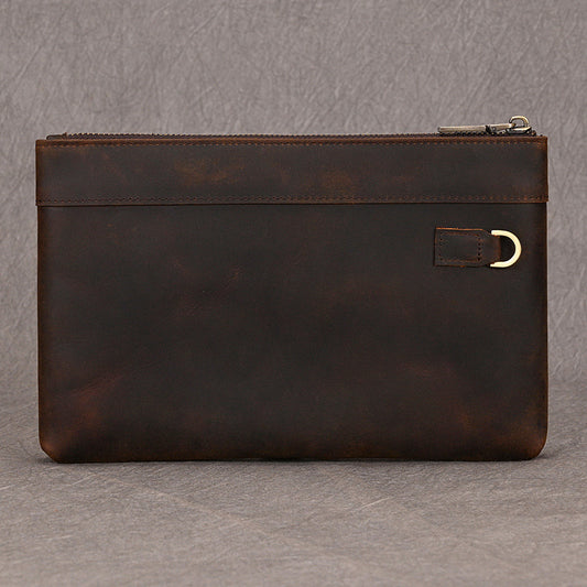 Men's Leather Clutch Large Capacity Long Retro Business Cowhide Men's Wallets