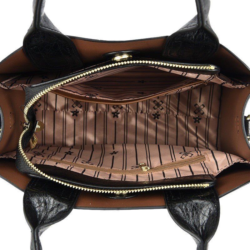 Women's Wax Leather Double Front High-grade Simple Tote Bags