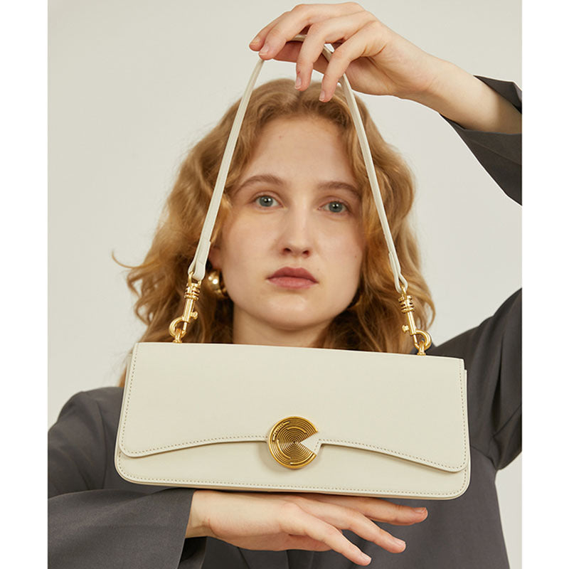 Women's Cowhide Underarm High-grade Portable Baguette Female Shoulder Bags