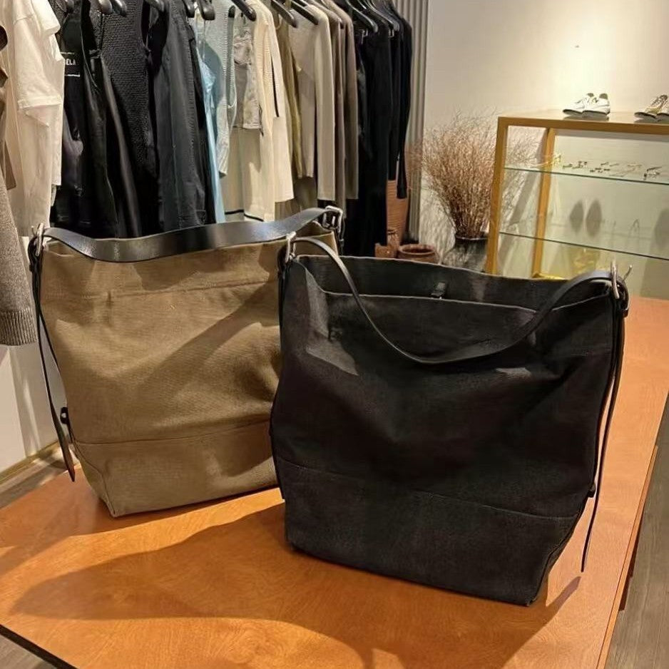 Casual Version First Layer Cowhide Canvas Bags