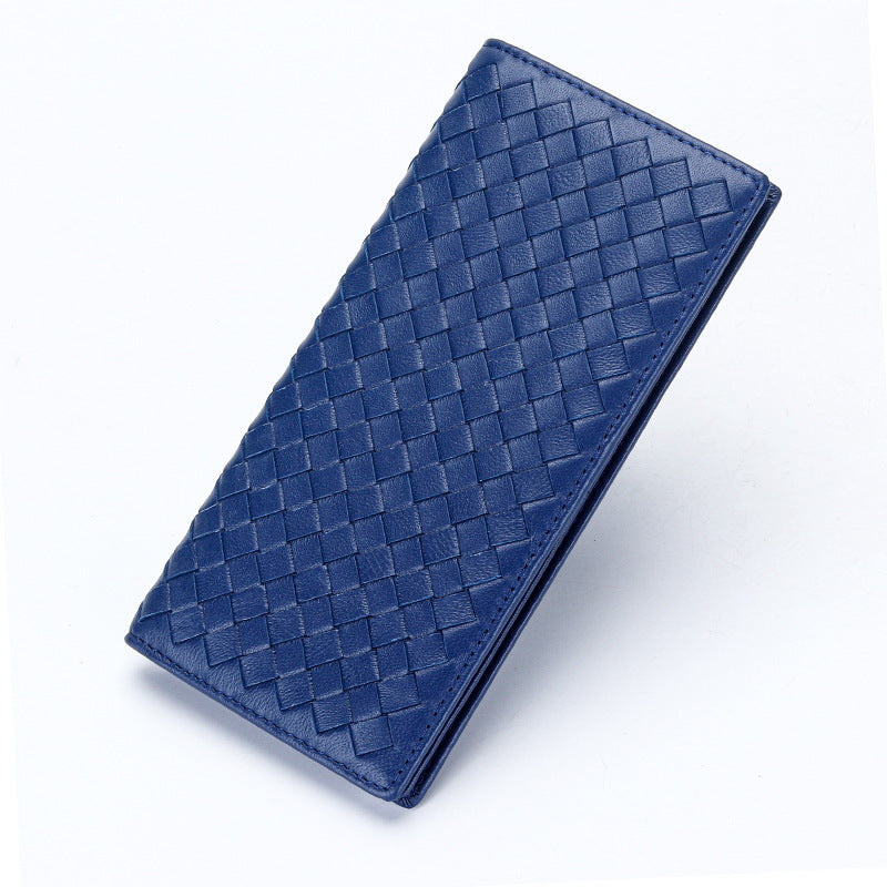 Pure Sheepskin Long Fashion Hand-woven Two-fold Men's Wallets