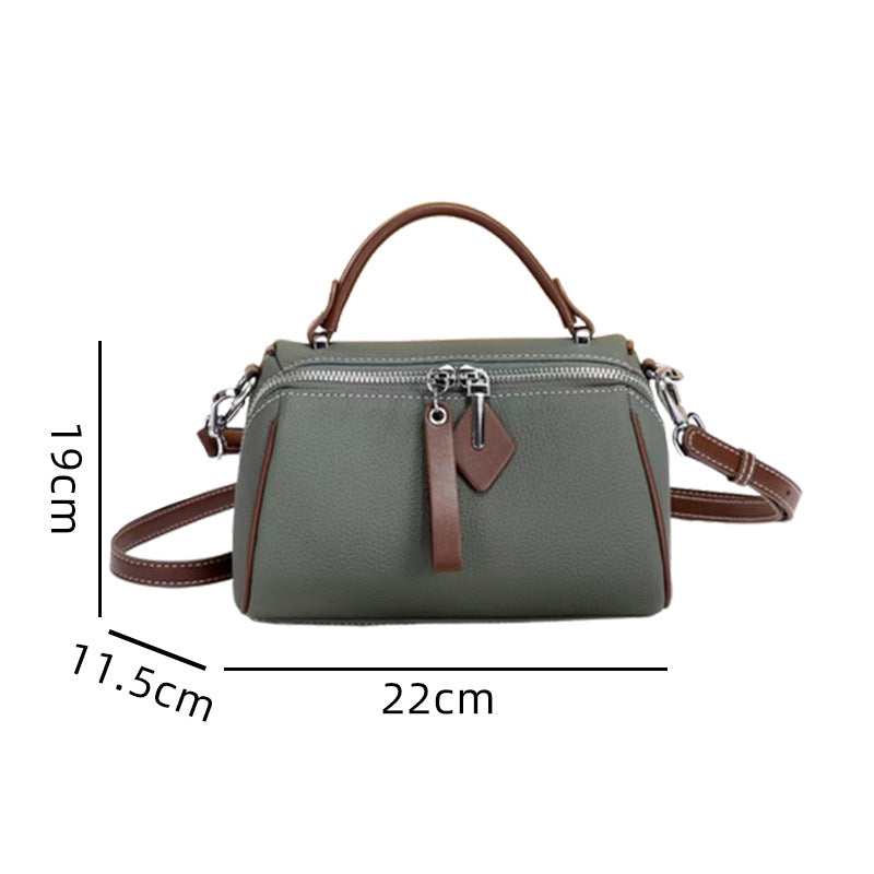 Women's Boston Pillow First Layer Cowhide Large Crossbody Bags