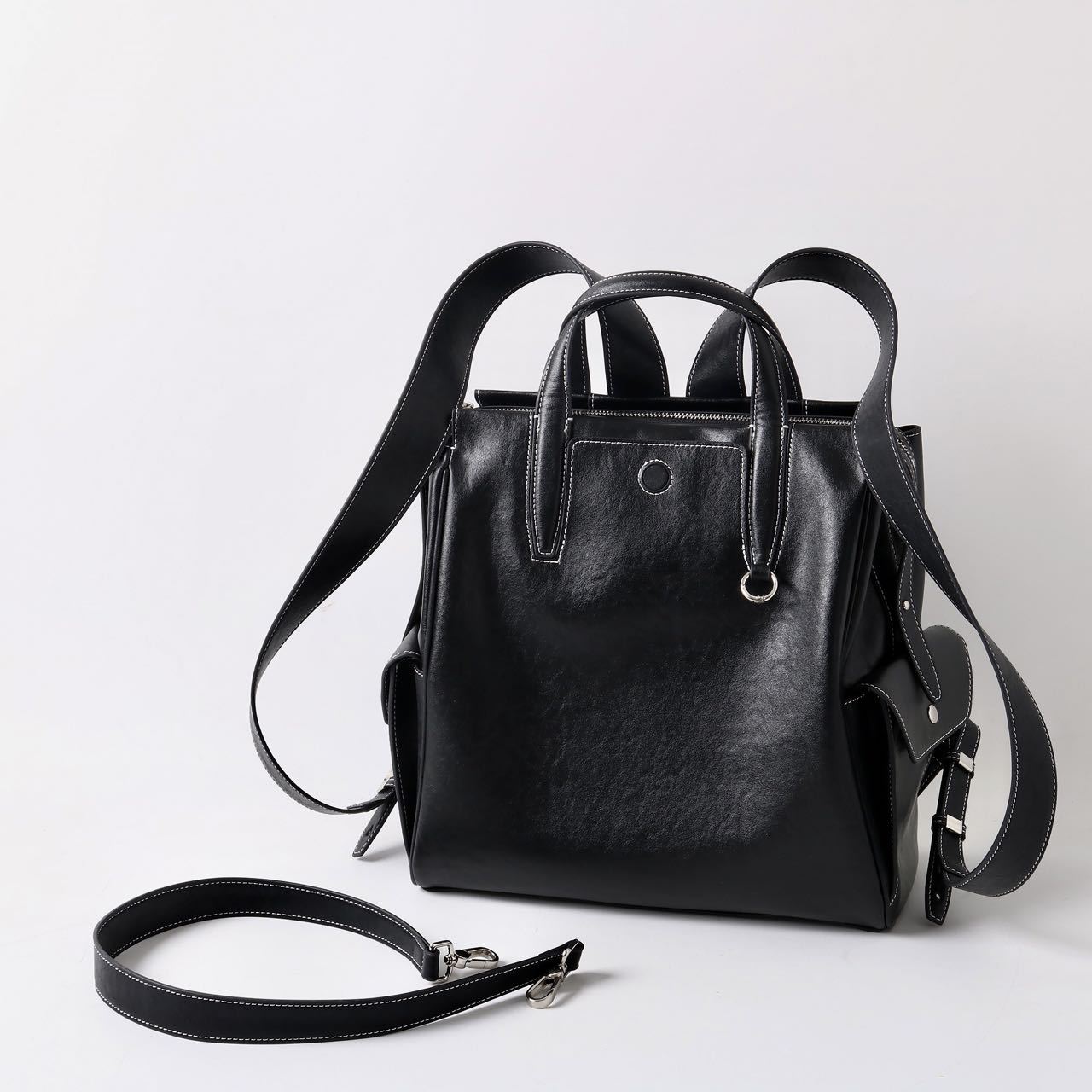 Women's Crystal Vegetable Tanning Leather Large Capacity Backpacks