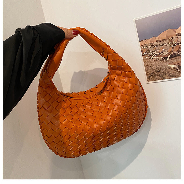 Women's Textured Woven Versatile Niche Trend Commuter Shoulder Bags