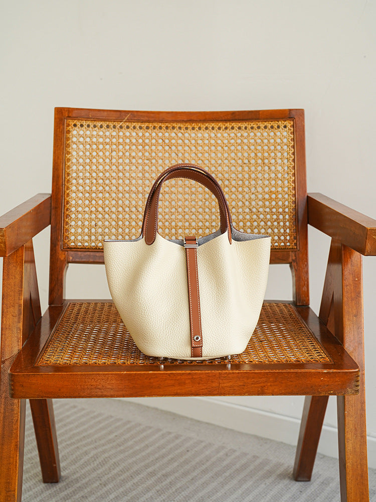 Women's Vegetable Basket Layer Cowhide Leather Versatile Handbags