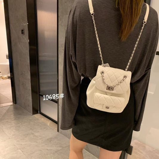 Women's Classic Style Diamond Chain High-grade Genuine Leather Fashion Backpacks