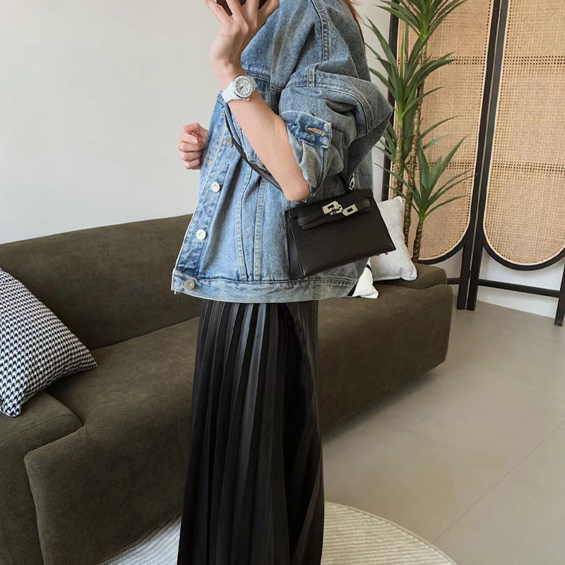 High-grade Handmade Wax Line Cowhide Second Crossbody Bags