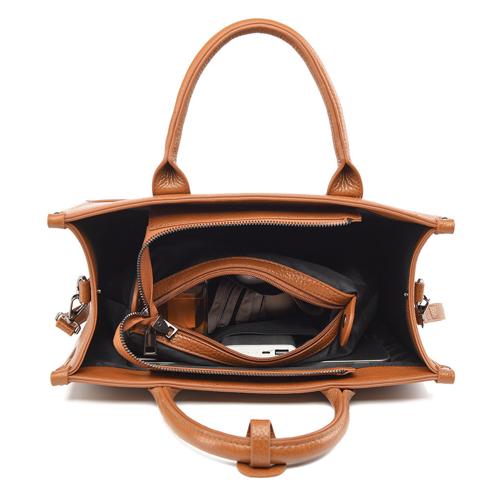 Large Capacity Soft Leather Simple Commute Bags