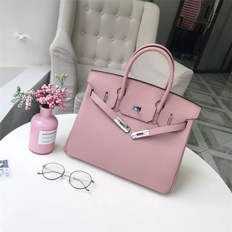 Women's Milkshake White Lychee Pattern First Layer Bags