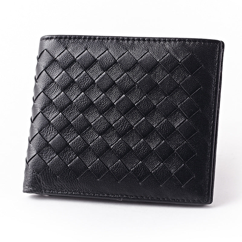 Men's Hand-woven Short Long Genuine Leather Classic Business Men's Wallets