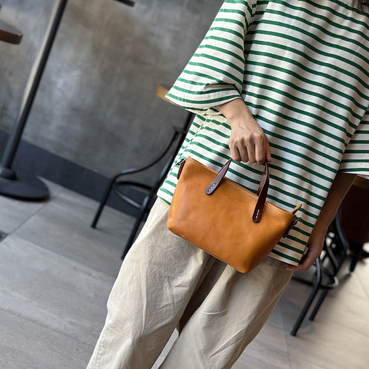 Women's Top Layer Cowhide Leather Mini Contrast Bags