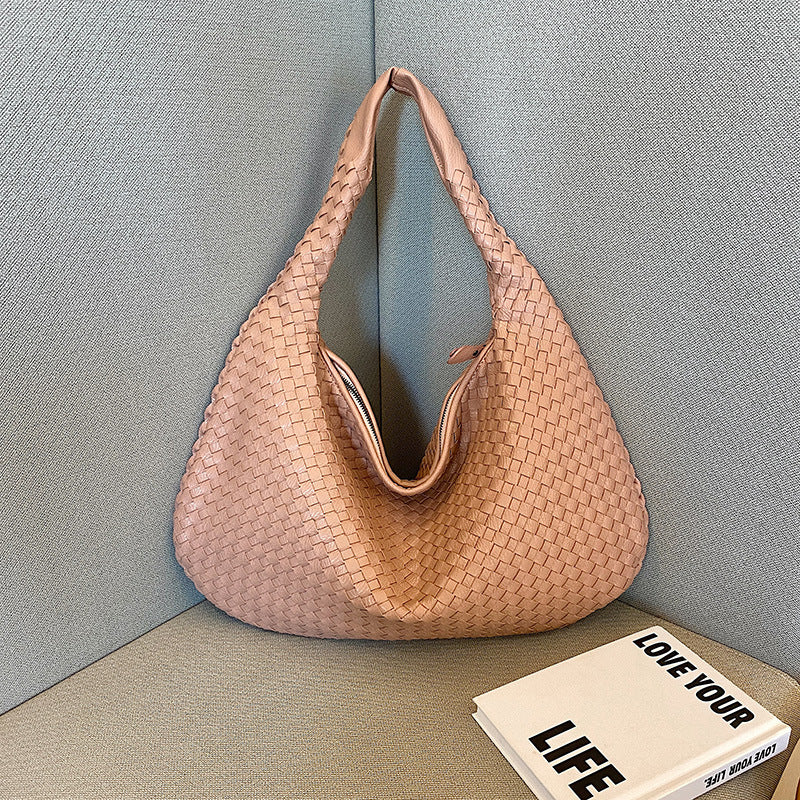 Women's Textured Woven Versatile Niche Trend Commuter Shoulder Bags