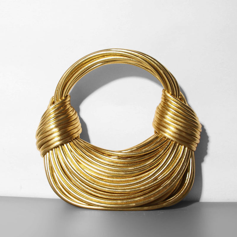 Gold Sier Color Clutch Knotted Bundle Shoulder Bags