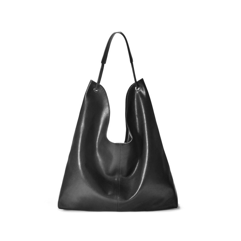Vegetable Tanned Leather Large Capacity Textured Armpit Bags