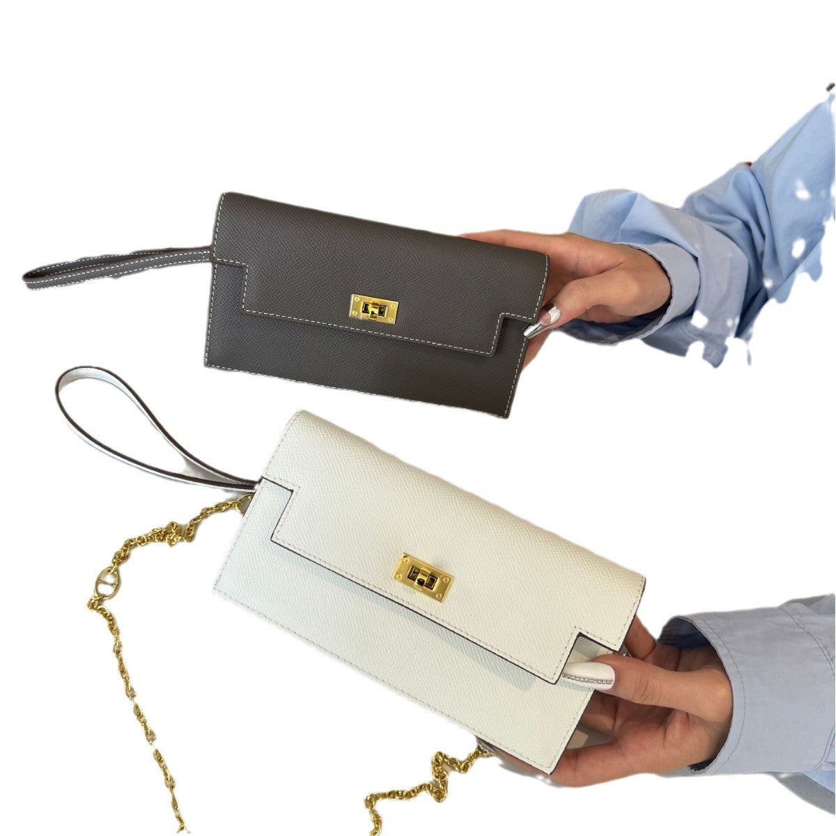 Women's Kelly Palm Print Cowhide Clutch Long Crossbody Bags