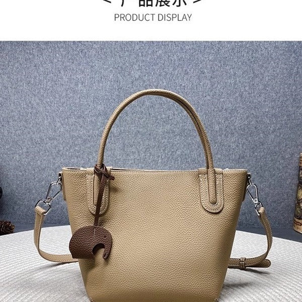 Women's Leather First Layer Cowhide Vegetable Basket Fashion Shoulder Bags
