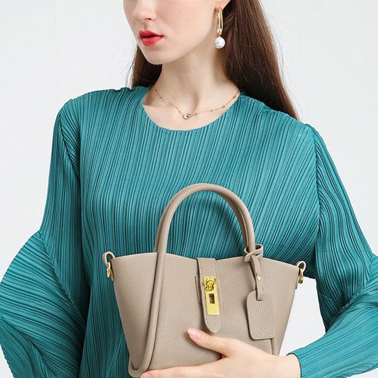 Women's Strict Selection Summer Genuine Leather Portable Bucket Bags