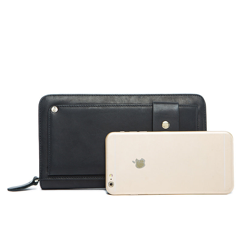 Men's Leather Vintage Clutch Long Cowhide Zipper Men's Wallets