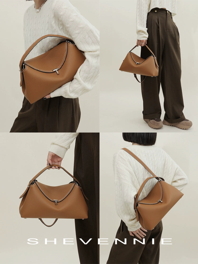 Women's French Cowhide Metal Simple Fashion Commuter Bags