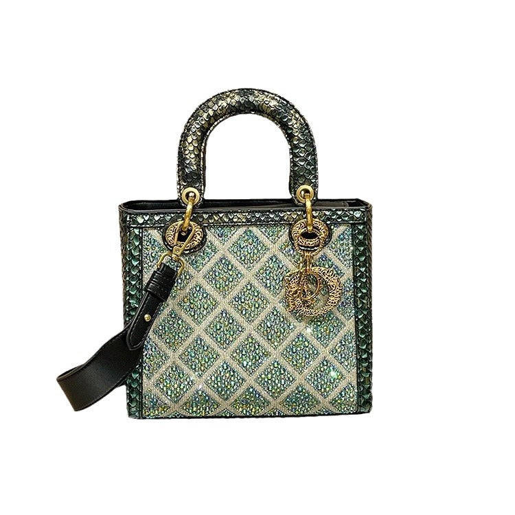 Women's Genuine Leather High-grade Niche Diamond Summer Retro Bags
