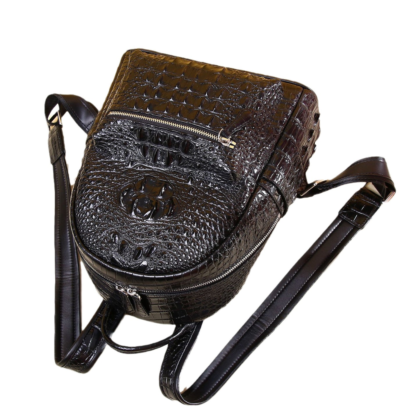 Women's Crocodile Fishbone Pattern Large Capacity Fashion Backpacks