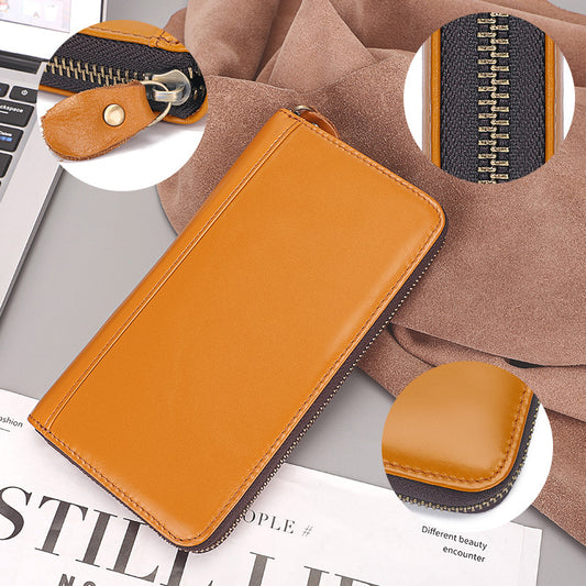 Unisex Leather Change Multiple Slots Long Men's Wallets