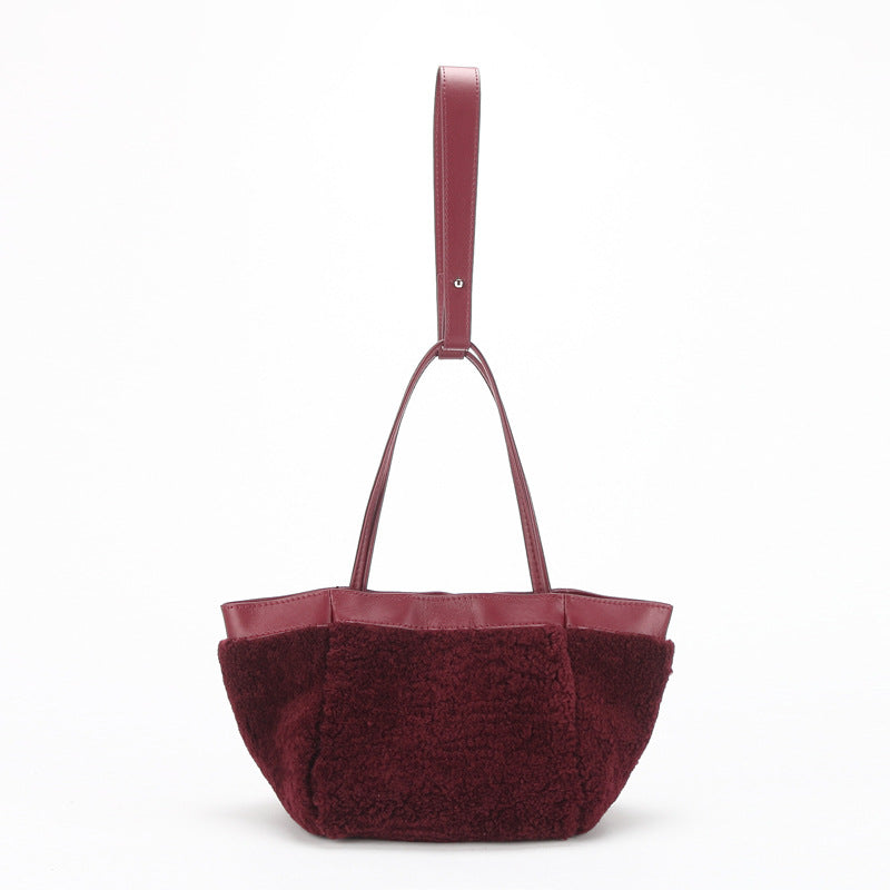 Women's Plush Niche Lamb Wool Fashion Simple Shoulder Bags