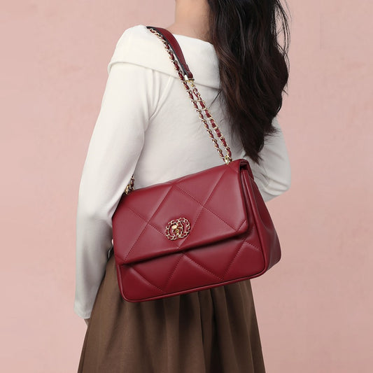 Women's Genuine Leather Chain Large Capacity High Crossbody Bags