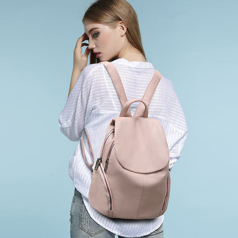 Women's Large Capacity Fashion Korean Leisure Soft Backpacks