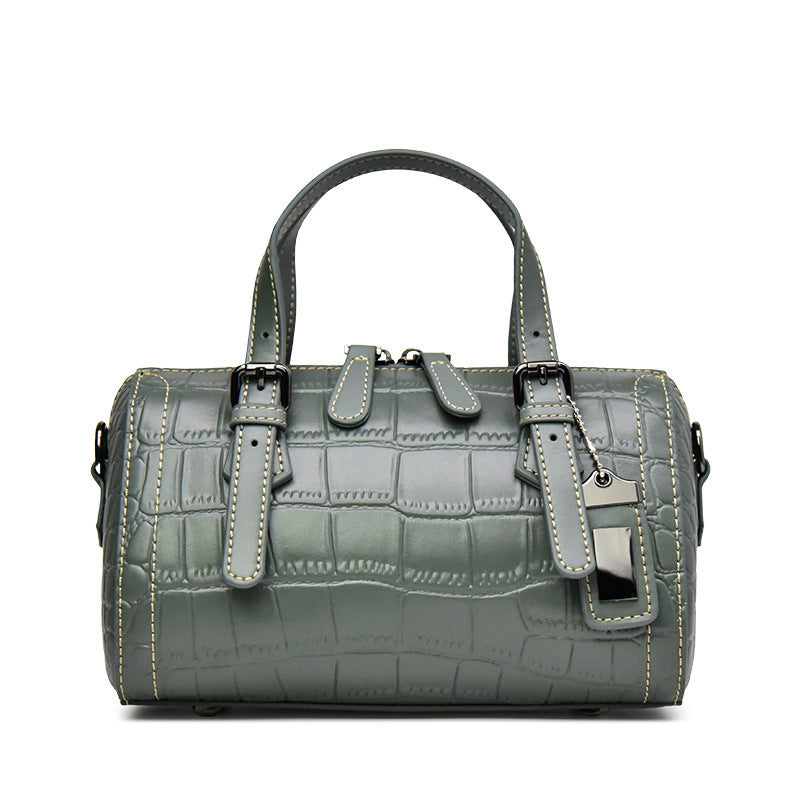 Women's Fashion Boston Crocodile Pattern Cowhide Crossbody Bags