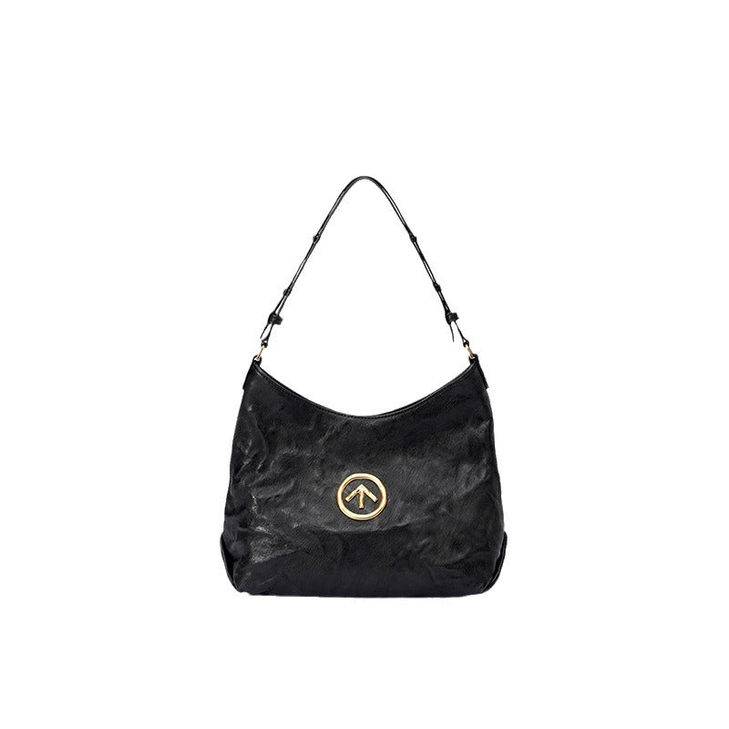 Black Stone Large Italian Vegetable Tanned Shoulder Bags