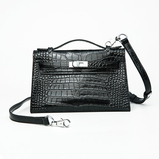 Women's Holding Dinner Crocodile Pattern Chain Genuine Leather Crossbody Bags