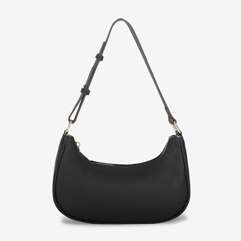 Women's Baguette Underarm Design Crescent Moon Saddle Genuine Shoulder Bags