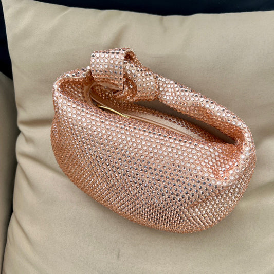 Women's Fashionable Knotted Bright Crystal Large Capacity Handbags
