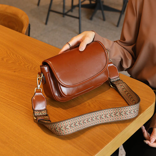 Women's Retro Oil Wax Skin Broadband Bags