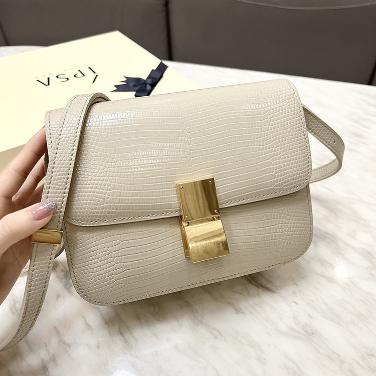 Women's Lizard Pattern Cowhide High-grade Stewardess Tide Shoulder Bags