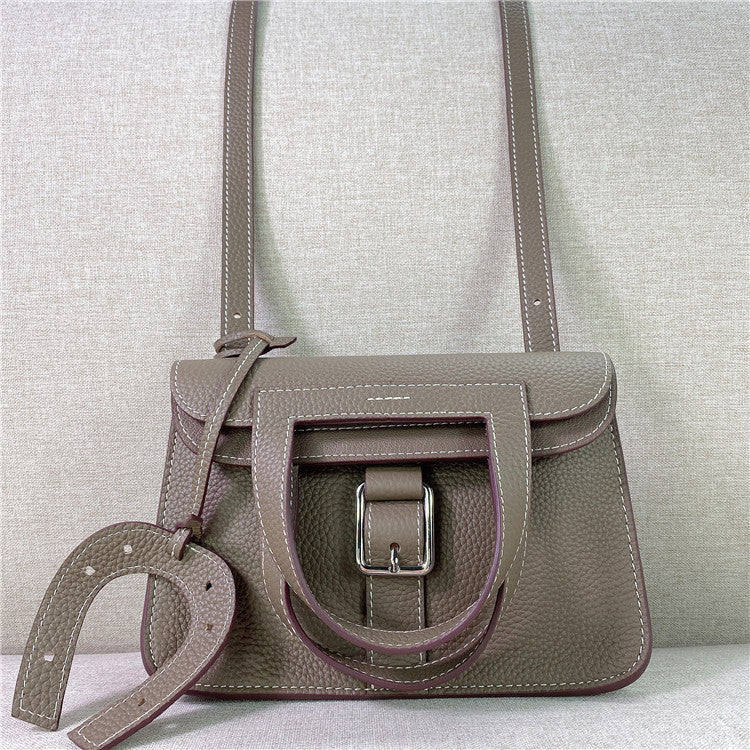 Women's First Layer Cowhide Leather Horseshoe Fashion Shoulder Bags
